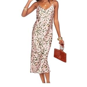 Show‎ Me Your Mumu Women's Pink Leopard Print Slip Dress - Size Small